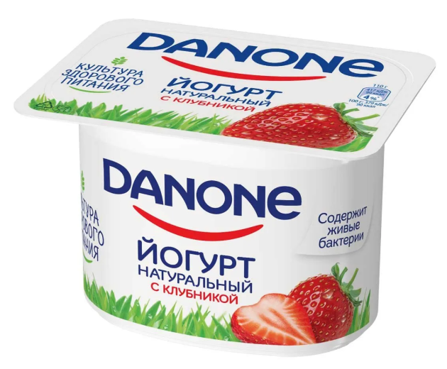 Danone йогурт 100гр клубника