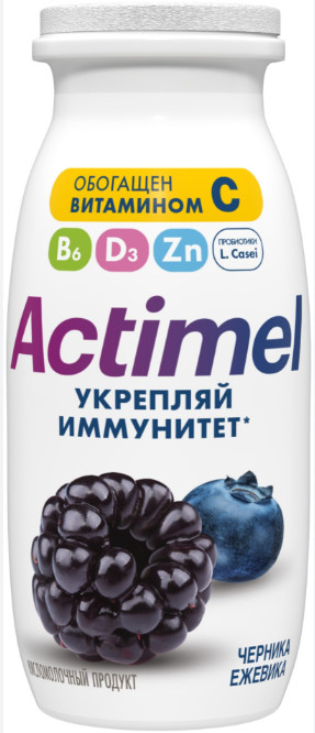 Actimel, 1.5% 95мл ЧЕРНИКА-ЕЖЕВИКА+ВИТАМИН С