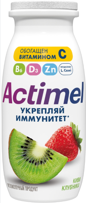 Actimel, 1.5% 95мл КИВИ-КЛУБНИКА+ВИТАМИН С