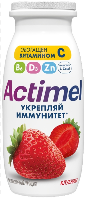 Actimel, 1.5% 95мл КЛУБНИКА+ВИТАМИН С