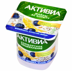 АКТИВИА 110гр, биойогурт ЧЕРНИКА- ЗЛАКИ-ЛЕН
