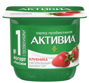 АКТИВИА 110гр, биойогурт КЛУБНИКА