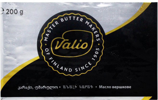 Масло Valio кислосливочное несоленое, 200гр 82%