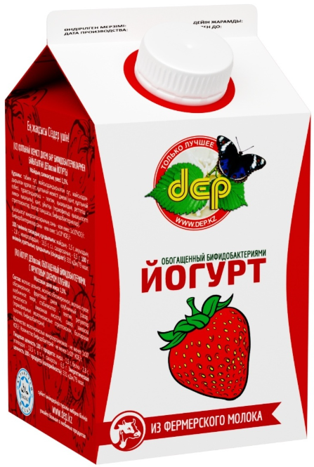 Йогурт «Клубника» 2,5% 500мл ДЕП