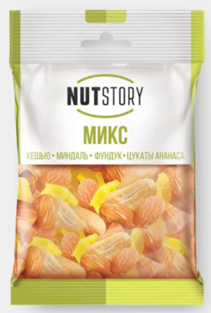 Кешью, миндаль, фундук и цукаты ананаса «NutStory», 43гр