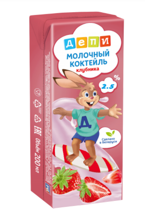 ДЕПИ Коктейль молочный 2,5% КЛУБНИКА 210гр