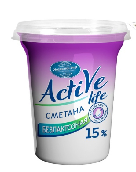 МолМир Сметана Безлактозная 15% 350гр "Active life"