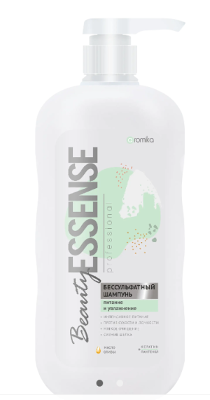 "AROMIKA" BEAUTY ESSENCE Бессульфатный шампунь 800мл Питание и увлажнение