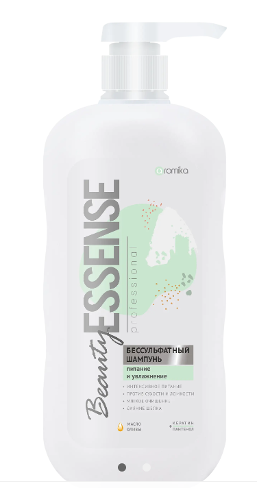 "AROMIKA" BEAUTY ESSENCE Бессульфатный шампунь 800мл Питание и увлажнение