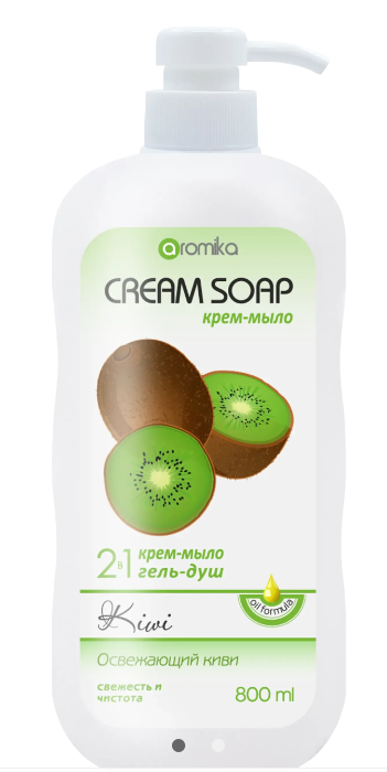 "AROMIKA" крем-мыло +гель для душа 2в1 Освежающий киви  800мл
