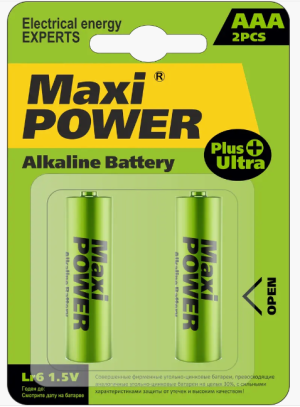 Батарейки  MAXI POWER   LR03, AAA SIZE(1.5V), 2РСS/BLISTER CARD
