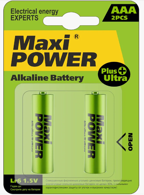 Батарейки  MAXI POWER   LR03, AAA SIZE(1.5V), 2РСS/BLISTER CARD