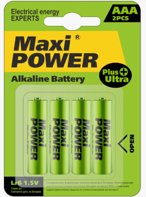 Батарейки  MAXI POWER   LR03, AAA SIZE(1.5V), 4РСS/BLISTER CARD