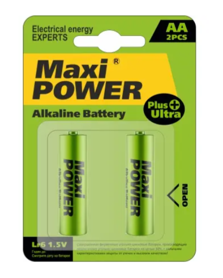 Батарейки  MAXI POWER   LR6, AA SIZE(1.5V), 2РСS/BLISTER CARD