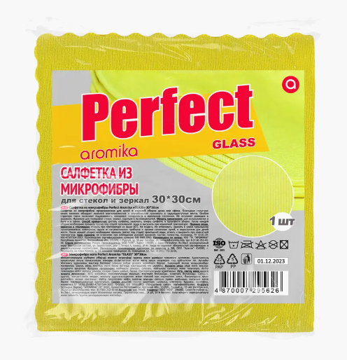 PERFECT  Салфетка из микрофибры для стекла 30*30  GLASS