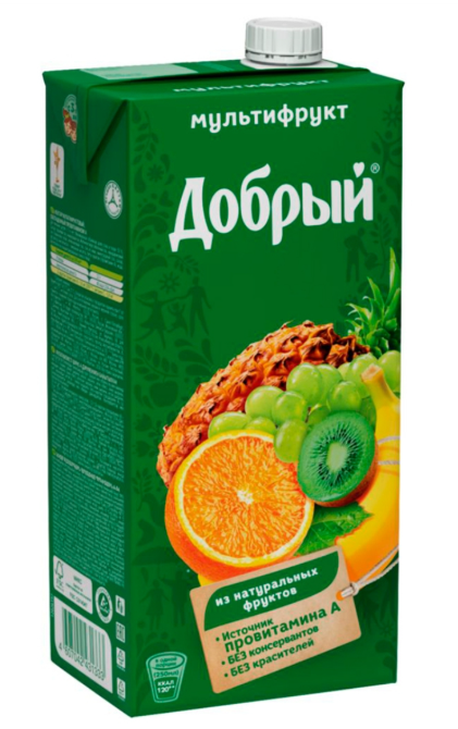 Сок Добрый Мультифрут, с провитамином А 50% 2литра
