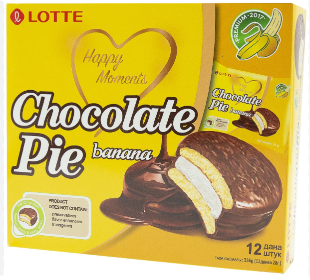Печенье LOTTE Чоклет Пай с ароматом банана 336гр