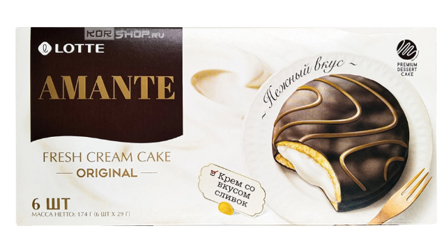 Печенье LOTTE Пирожное глаз.со слив.прослойкой AMANTE 170гр