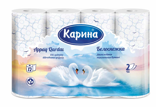 Туалет.бумага "Белоснежка" 2слойные, 12рулонов  Карина