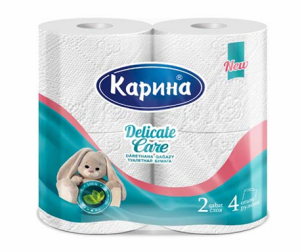 Туалет.бумага «Delicate Care» Зайчик 2слоя, 4рулона  Карина