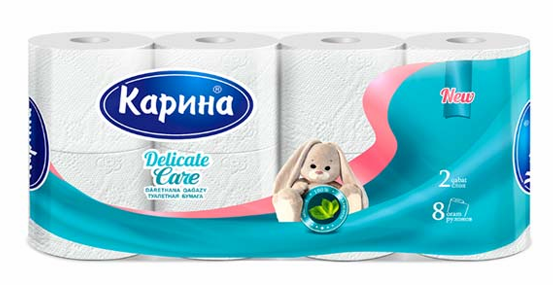 Туалет.бумага «Delicate Care» Зайчик 2слоя, 8рулона  Карина