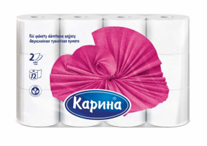 Туалетная бумага  2слоя, 12рулона  Карина
