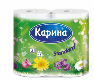 Туалетная бумага  2слоя, 4рулона  Карина  "Standard"