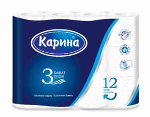 Туалетная бумага «Карина» 3слоя 12рулон