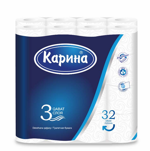 Туалетная бумага «Карина» 3слоя 32рулон