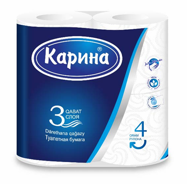 Туалетная бумага «Карина» 3слоя 4рулон
