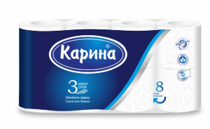 Туалетная бумага «Карина» 3слоя 8рулон