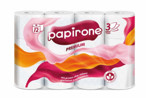 Туалетная бумага «Papirone» 3слоя 12рулон.