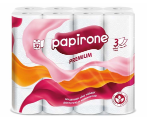 Туалетная бумага «Papirone» 3слоя 32рулон.