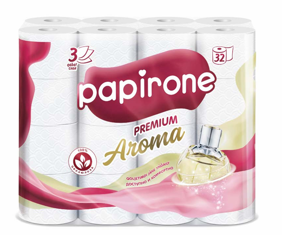 Туалетная бумага «Papirone Aroma» 3слоя 32рулон.