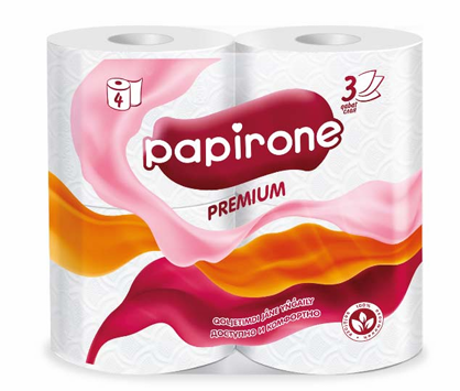 Туалетная бумага «Papirone» 3слоя 4рулон.