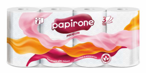 Туалетная бумага «Papirone» 3слоя 8рулон.
