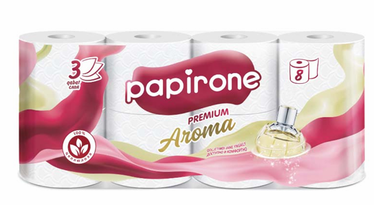 Туалетная бумага «Papirone Aroma» 3слоя 8рулон.