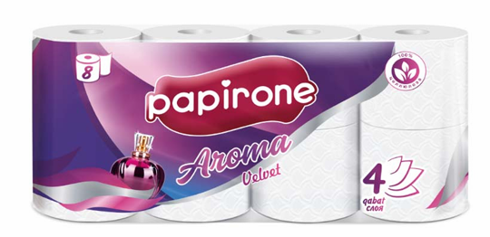 Туалет.бумага «Papirone Velvet Aroma» 4слоя 8рулон.