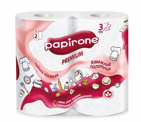 Бумажное полотенце «Papirone» 3слоя, 2рулона