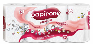 Бумажное полотенце «Papirone» 3слоя, 4рулона