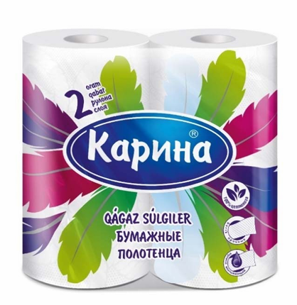 Бумажные полотенца «Карина-Перья» 2слоя, 2рулона