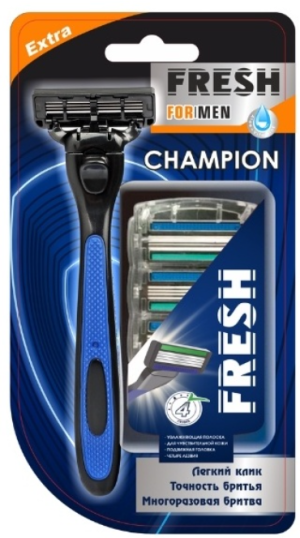 FRESH FOR MEN бритв. станок+4 лезвия CHAMPION тройное лезвие