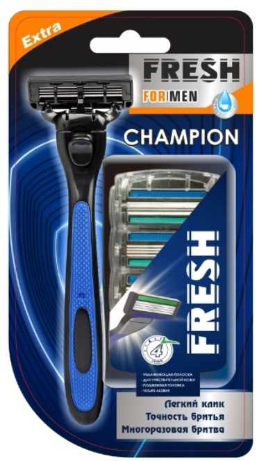 FRESH FOR MEN бритв. станок+4 лезвия CHAMPION тройное лезвие