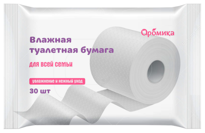 Влажная туалетная бумага 30шт Аромика