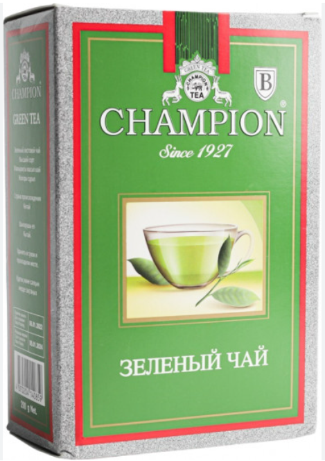 Champion 200шт, зеленый крупно листовой чай