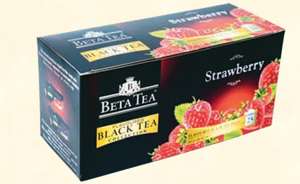 Beta Tea 25шт черный мелколистовой чай с ароматом клубники пакетированный