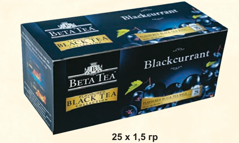 Beta Tea 25шт черный мелколистовой чай с ароматом смородины пакетированный