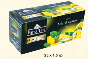 Beta Tea 25шт черный мелколистовой чай с ароматом мяты и лимона пакетированный