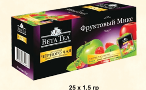 Beta Tea 25шт черный мелколистовой чай с ароматом яблока и клубники пакетированный