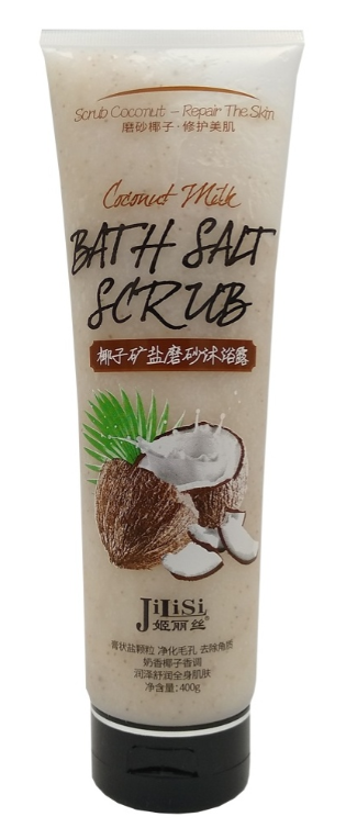 Соляной скраб для тела 400мл с экстрактом кокоса JiLiSi Coconut Milk